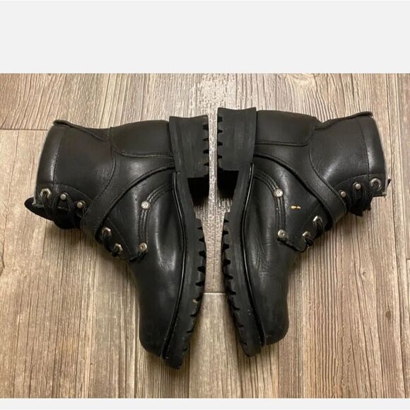 HARLEY DAVIDSONMOTORCYCLESWOMENS LEATHERBIKER BOOTS SZ 8.5STRAP LACE UP - Picture 4 of 8